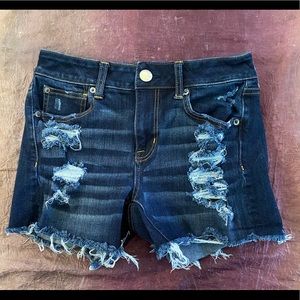 American Eagle Distress Hi-Rise Shortie Jean Short